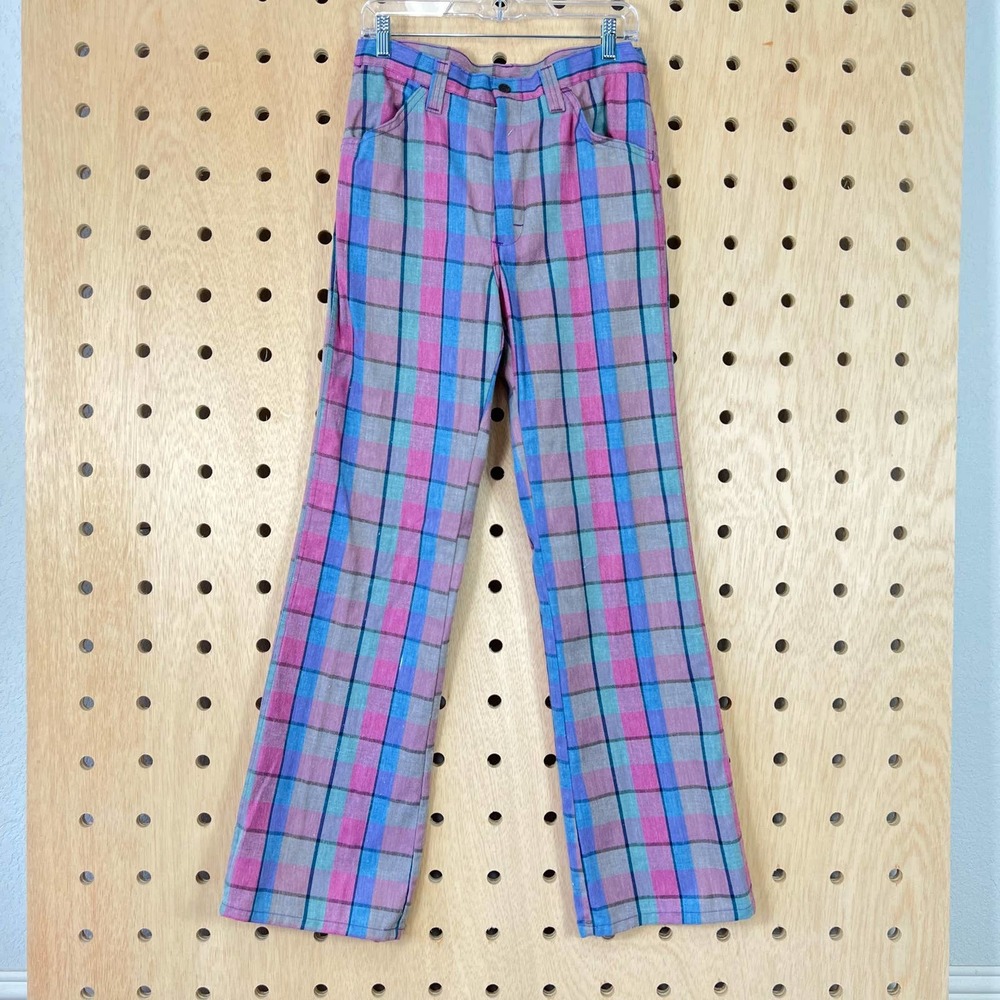 Plaid Flared 70s Pants - image 1